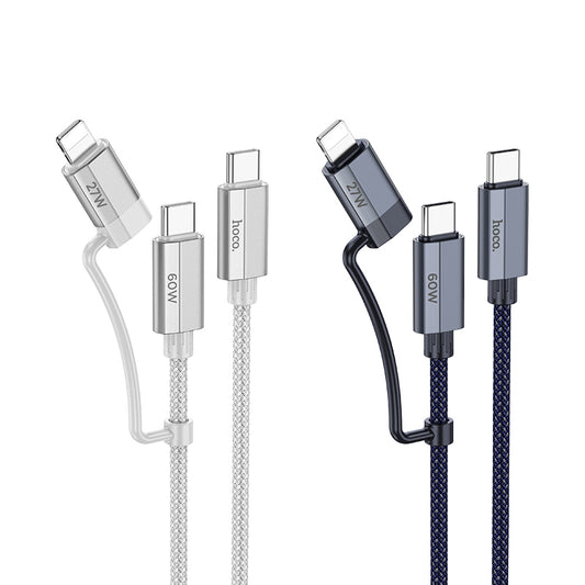 U134 Primero 2-in-1 Fast Charging Braided Data Cable Type-C to Type-CiP (L=1.2M) - hocotech