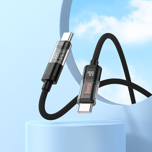 U116 Type-C to Type-C 60W Transparent Charging Data Cable 60W - hocotech