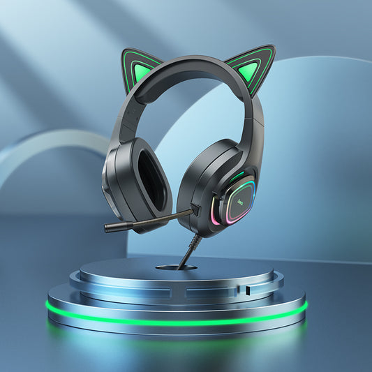 W107 Luminous Cute Cat Ears Gaming Headphones - hocotech